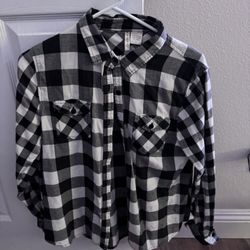 A black and white Button Up