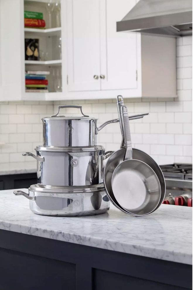 SAVEUR SELECTS Voyage Series Tri-Ply Stainless Steel 8-Pc. Cookware Set