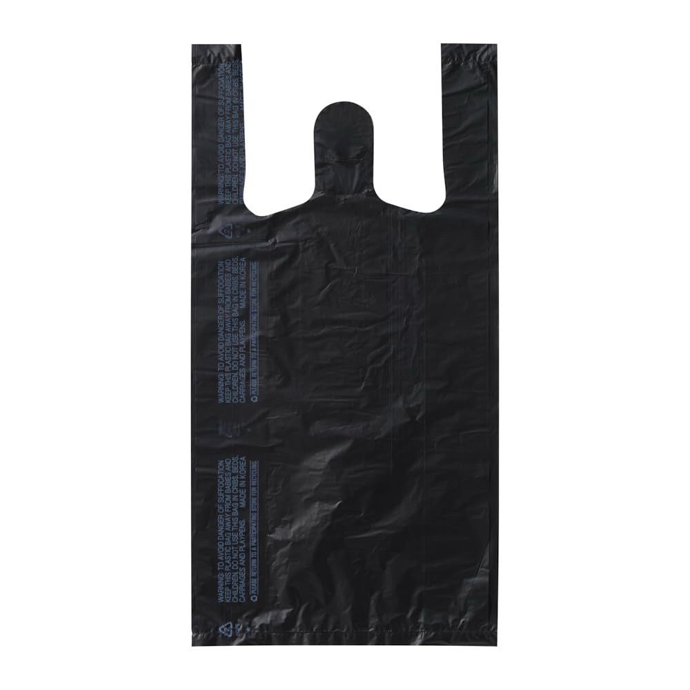 Platree Small Black (800 Count) Plastic Embossed T-Shirt Bags, 8" X 4" X 16", 14 Mic (0.55 Mil), Retail Plastic, Bulk, Black Plain, T-Shirt, Desk Tras