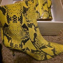 Schutz Snake Print Heel Zip-Up