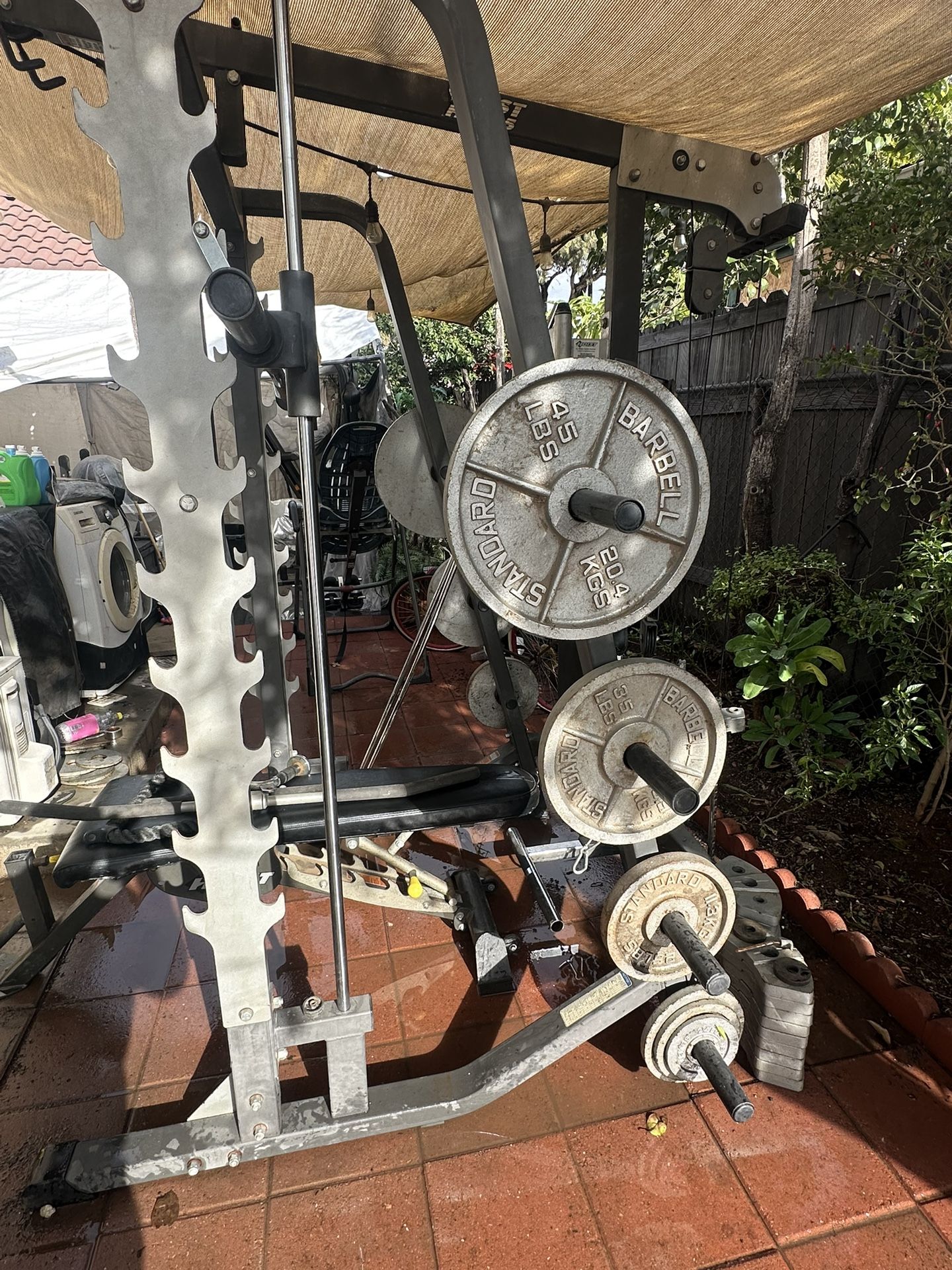 OLYMPIC SQUAT RACK WITH OLYMPIC WEIGHTS 