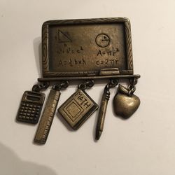Math Board Pin By j j Jill  Tangling  Brass Toned  Student tools And An Apple For The Teacher Great Teacher Gift  2” X 2” Signed 