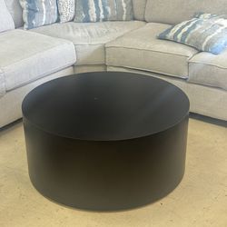Black Cylinder Coffee Table - 37” - Excellent Condition