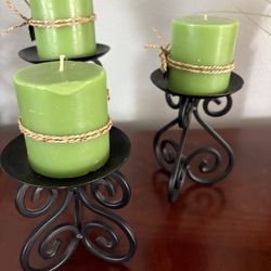 3 Piece New Candle Holders With Candles 