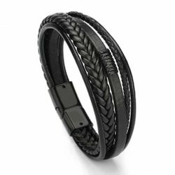 Men’s Magnet Buckle Braided Leather Bracelet