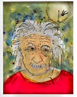 Original 3D Vitreography  titled "Albert", glass painting by Jean-Pierre Weill.