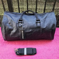 Seyfocnia Leather Convertible Travel Garment Bag Carry On Garment Duffel Bag
