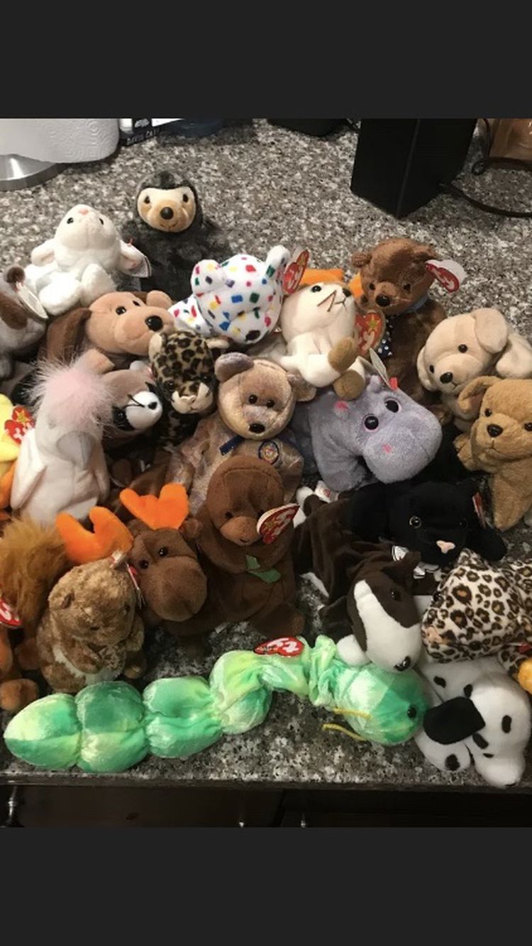 ty beanie babies huge lot of 34 rares included and errors on tags free shipping!