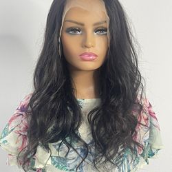 Natural Human Hair Lace Wig - 18” long