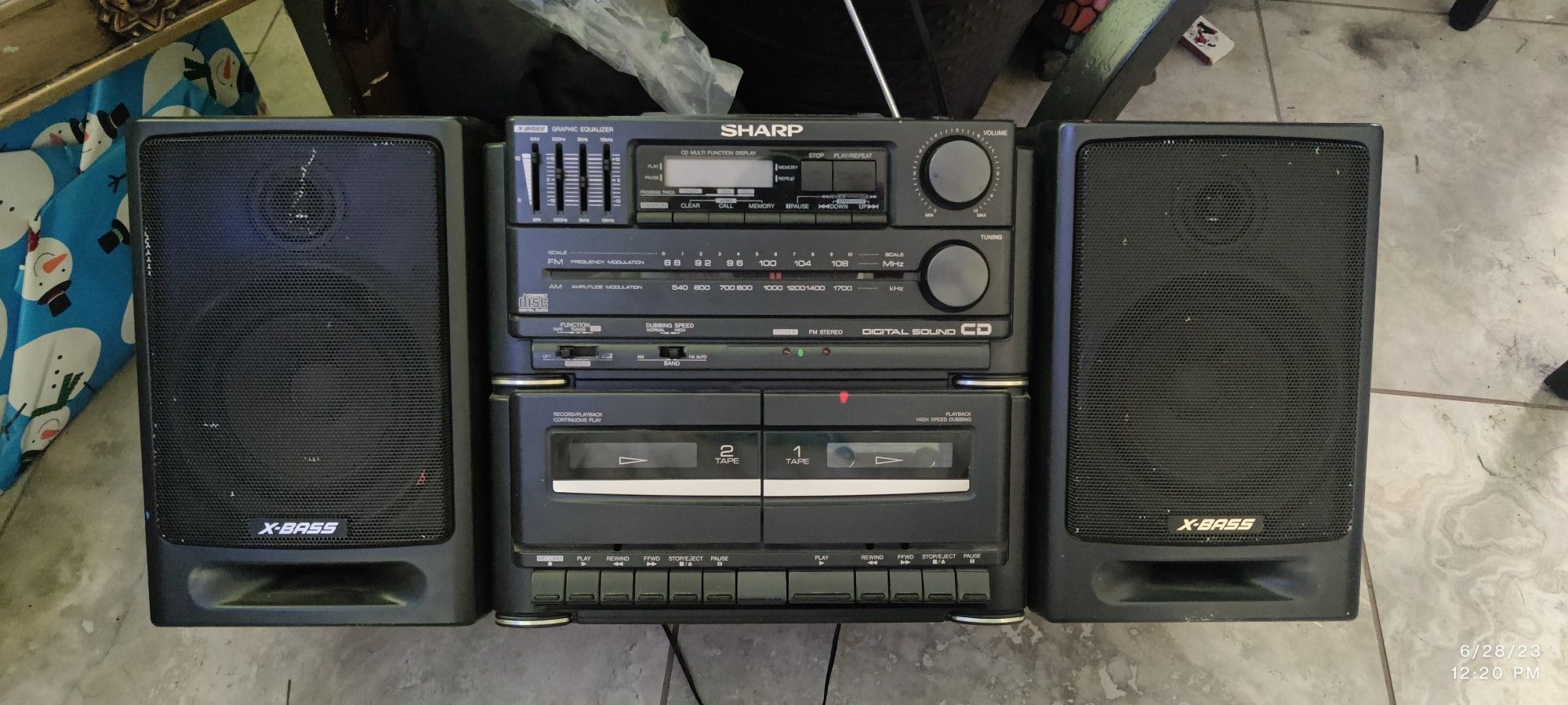1992 Sharp GX-CD510 Old Rare Vintage Boombox CD Dual Cassette AM/FM Radio Detachable Speakers