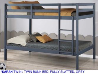 Twin bunk bed. Comes in espresso. Assembly required. Assembly not included. Taxes included. Free delivery.  Bunk bed only-$220 Bunk bed with mattresse