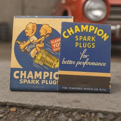 Champion Spark Plugs “Flaming Youth” Matchbook Vintage 1940s, Full, Unused