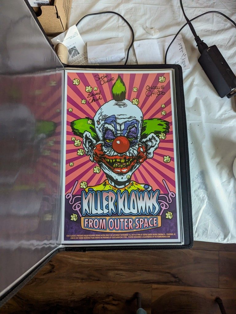 Autographed Killer Klowns from Outer Space Print Poster Sideshow Mondo Shorty