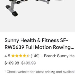 Sunny Health & Fitness RW5639 Full Motion Rowing Machine