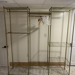 Portable Closet Wardrobe Heavy Duty Clothes rack, Freestanding Clothing rack with 4 hang rods & Shelves, Adjustable Closet rack 