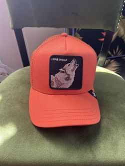 Goorin Bros Lone Wolf Day Glo Orange Trucker New