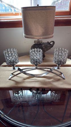 3-Arm Crystal Bead Candle Holder Centerpiece