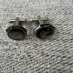 VTG Round Cufflinks ‘Silver Moon’  Men’s Jewelry Silver Toned Glam 