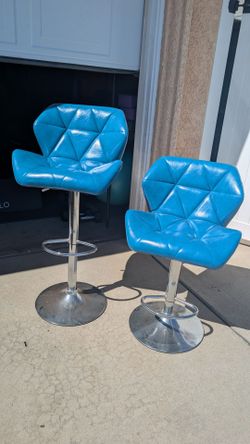 Contemporary Tufted Adjustable Height Hydraulic Bar Stools, Set of 2