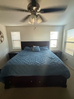 King size bed frame with 2 night stands