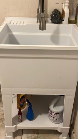 White Kitchen Sink Cabinet with Faucet