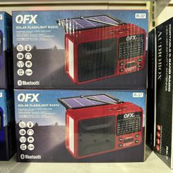 Qfx Rechargeable Battery 6 Band Radio With Solar Panel And Flash Light/am/fm/sw Bocina R-37-red