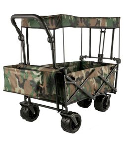 Folding Collapsible Utility Wagon with Canopy – Camo