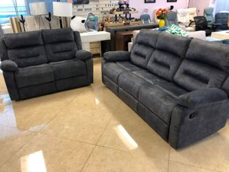 Blue gray 2pc sofa set