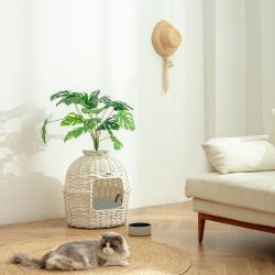 Handwoven Rattan Cat Litter Box X0045H1OYL