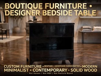 MODERN MINIMALIST HANDCRAFTED GLOSS BLACK REAL SOLID WOOD