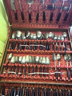 Large Brass and Real Wood Flat Ware BEST OFFER 