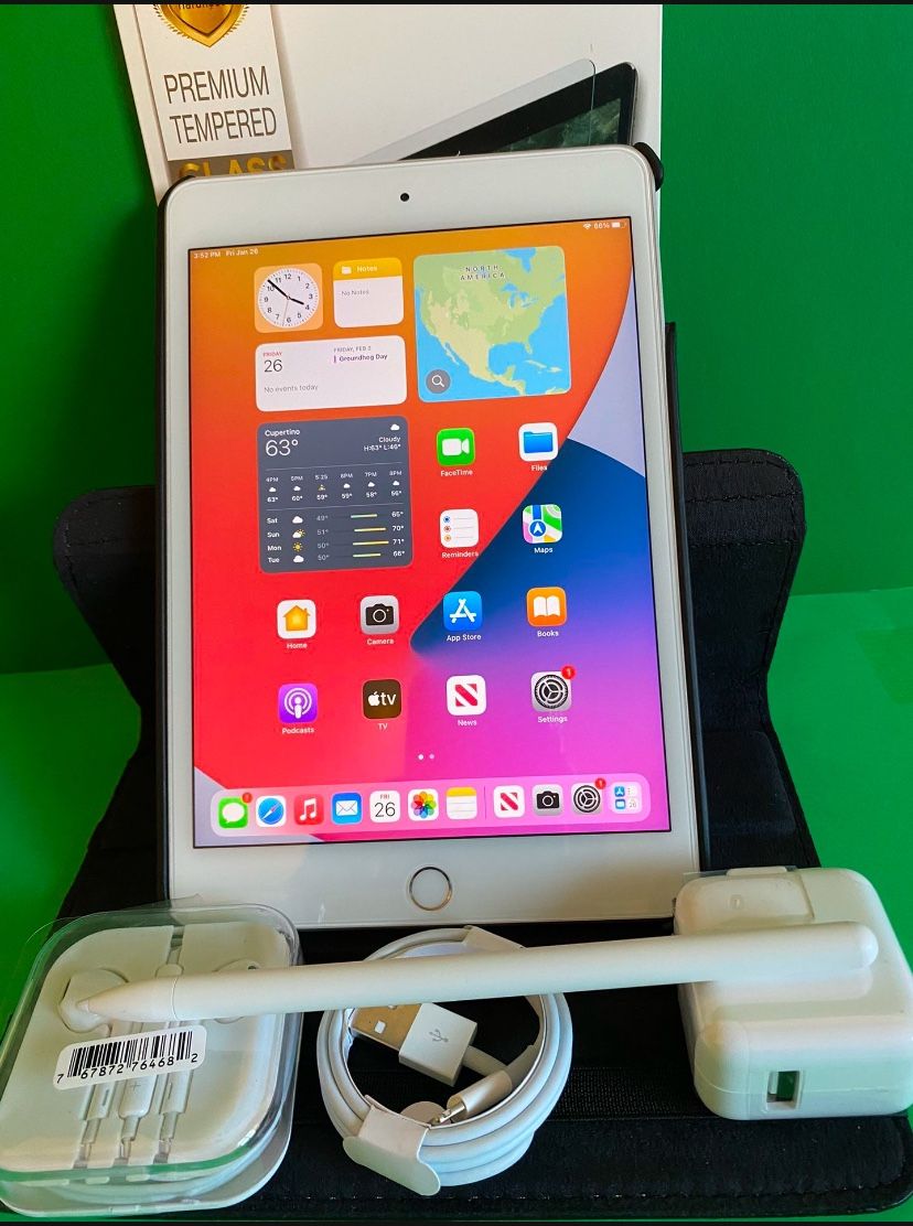 Apple iPad mini 5 (5th Generation/7.9” retina/ latest IOS 17 /2019 Model ) 64GB with stylus pen, case  & Accessories (256GB $369) 
