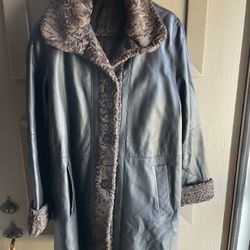 Real Leather And Detachable Fur Coat
