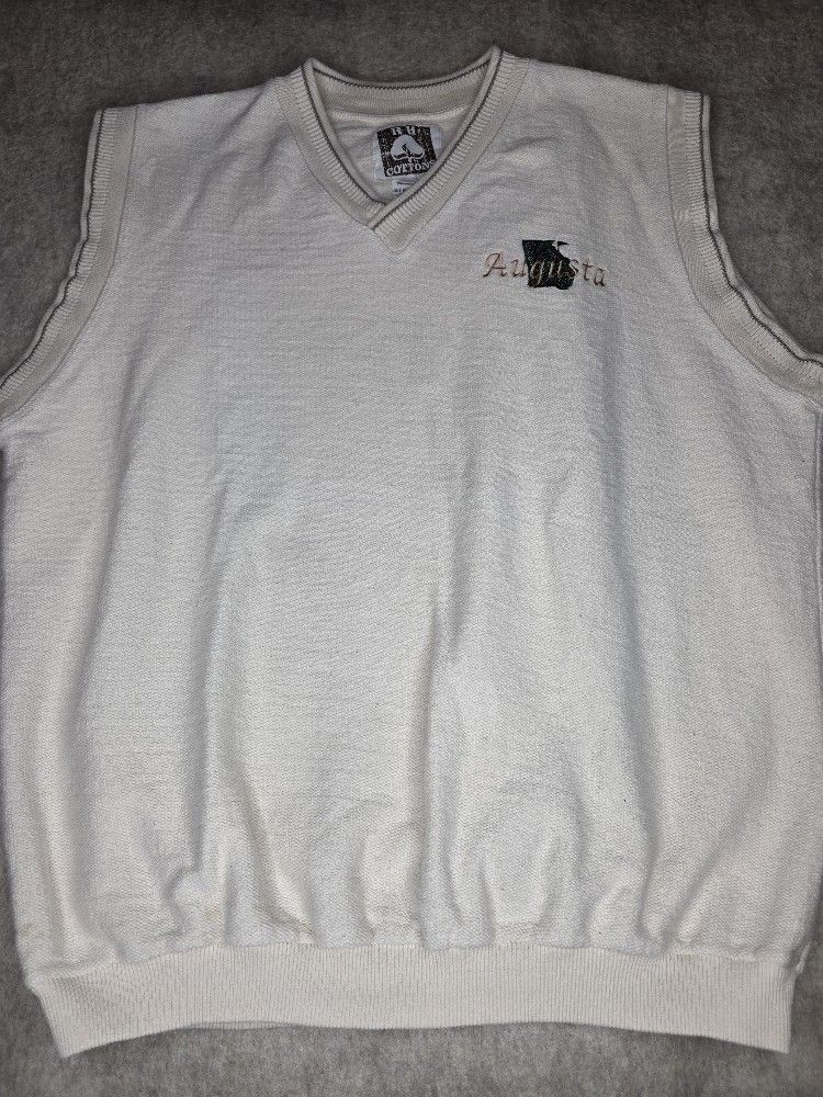 RH Cottons Ivory Augusta Cotton Sweater VNeck Vest Medium Men's Made In USA