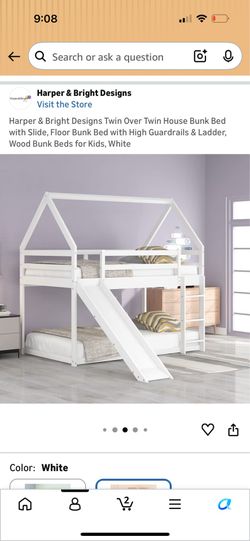 Twin Kids Bunk Bed with Slide, mattress and cover