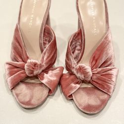 Loeffler Randal Pink Velvet Knotted Corrine Heels
