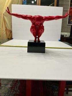 Beautiful Red Muscle Man Statue
