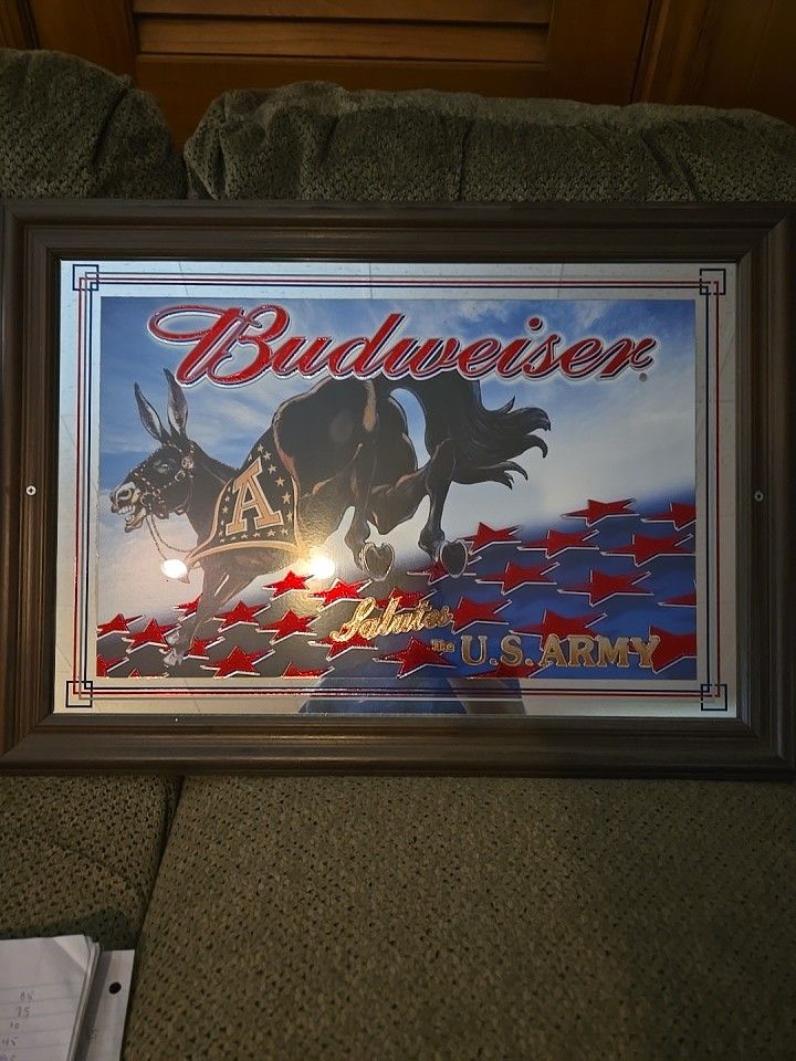 Vintage Budweiser Salute To Army Sign