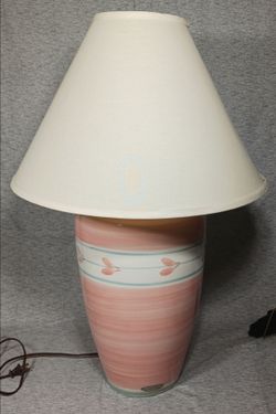 Vtg 1987 Handpainted Ceramic Lamp Large Table Lamp  by MAHON MADE Fountain Valley CA