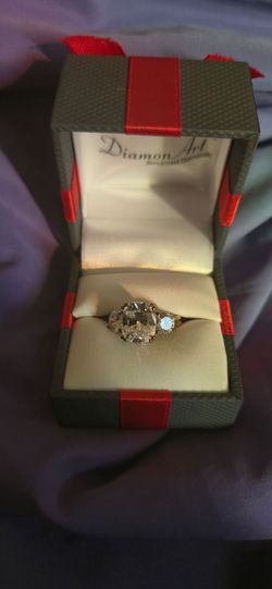 14k Gold over Silver ring cubic zirconia