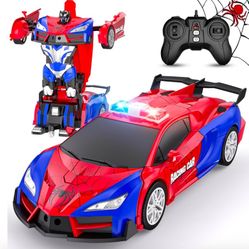  Remote Control Car for Kids, Rc Cars for Ages 5 -12, One Button Transformation to Robot with Flashing Light 2.4Ghz Transforming Robot Car 1:18 Scal