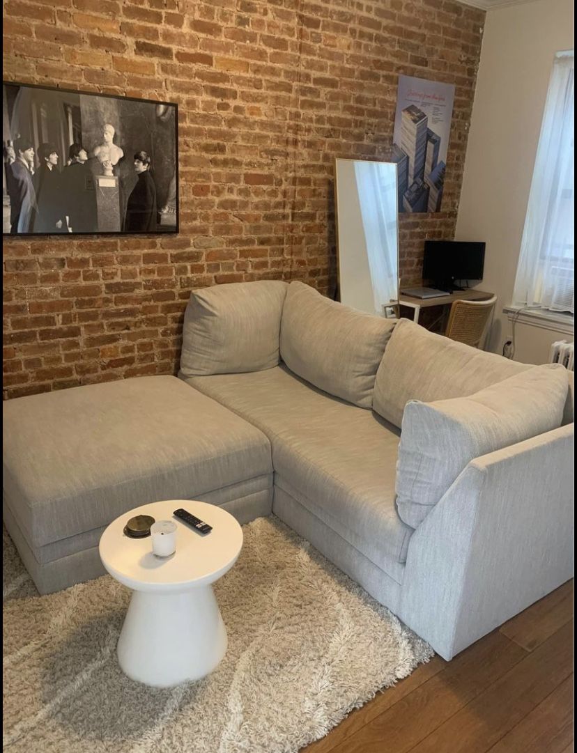 Grey Couch + Ottoman w/ Storage 