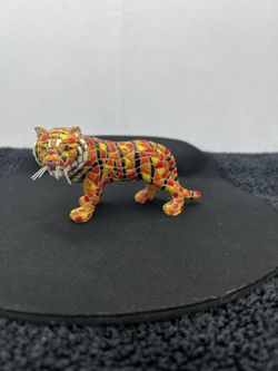 Vibrant Painted Mosaic Tiger Figurine