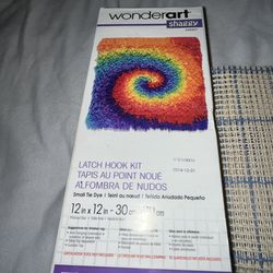 Wonderart Shaggy Rainbow Swirl Tie Dye Wall Art Kit Latch Hook 12x12 Yarn Craft New A037