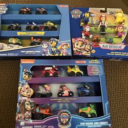 Paw Patrol Pup Squad and Liberty Vehicle Pack, Chase Air Rescue Team Pack, Pup Squad & Roxi Racers Pack