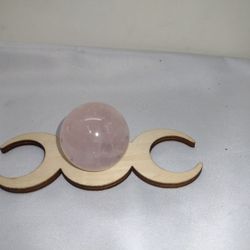 Rose Quartz Sphere With Moon Holder