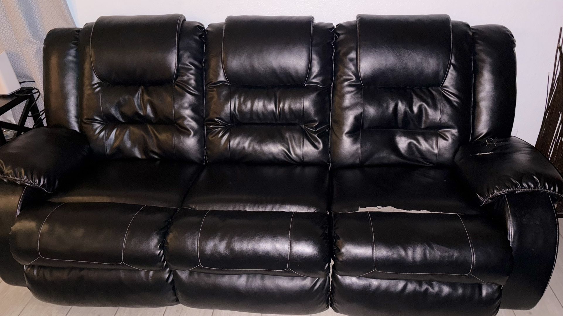 Black Leather Recling Sofas From Ashley’s Furniture 