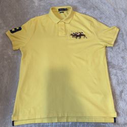 Polo Ralph Lauren Men's Custom Slim Fit Triple-Pony Yellow Shirt Sz XL