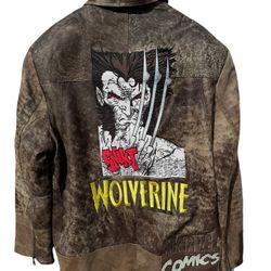Vintage genuine brown leather Wolverine x-men jacket coat marvel comics 