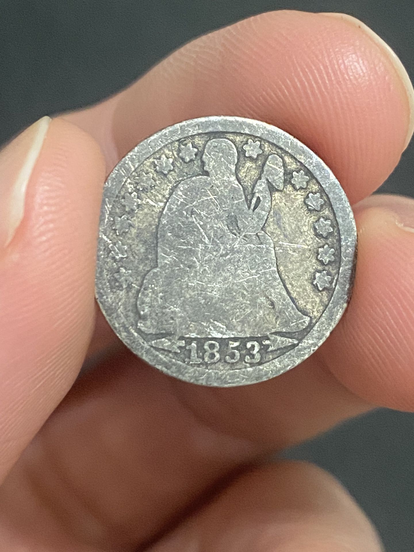 1853 Seated Liberty Dime